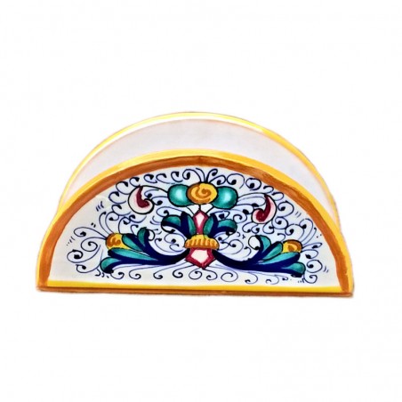 Crescent napkin holders majolica ceramic Deruta rich Deruta yellow