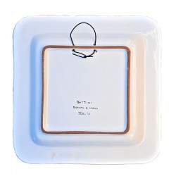 Square wall plate majolica ceramic Deruta artistic red