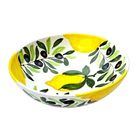 Salad bowl majolica ceramic Deruta lemons olives